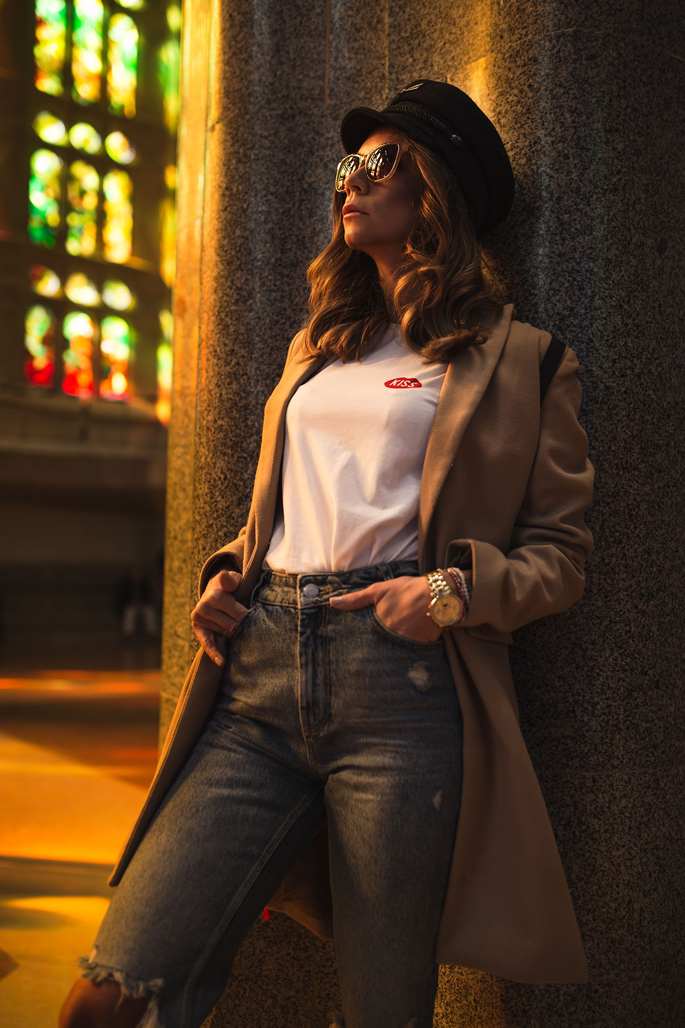 Sagrada Familia, Sagrada Familia Barcelona, plny lala, czapka Gigi Hadid, Olivka Blog, Barcelona