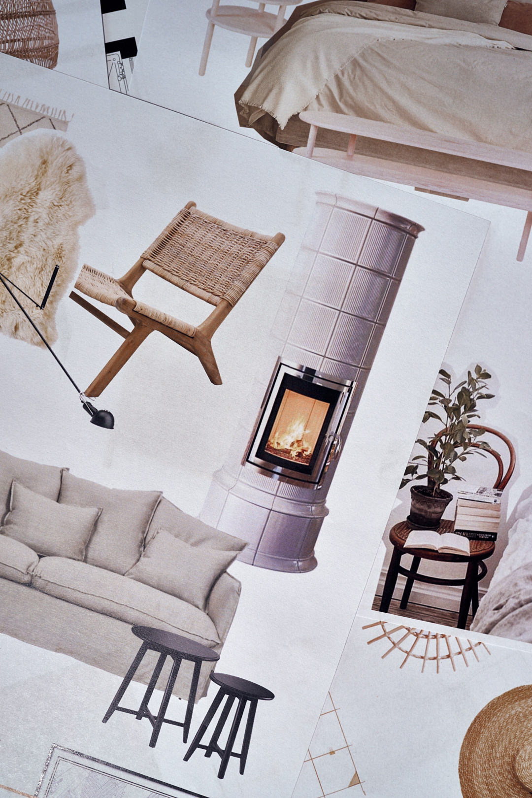 Piec kaflowy biały w stylu retro vintage